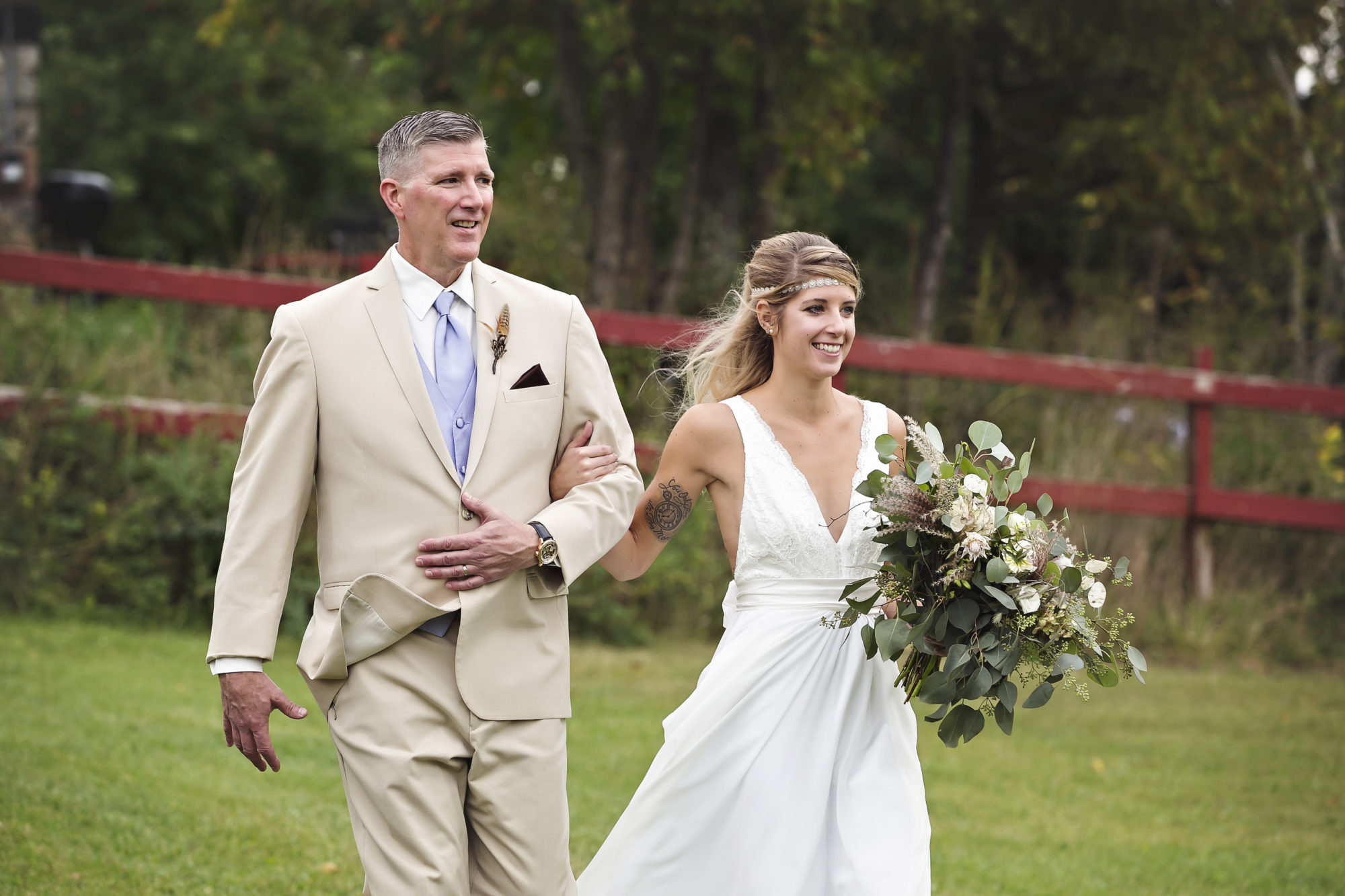 Bride and father at Starry Night Barn and Studios Wedding