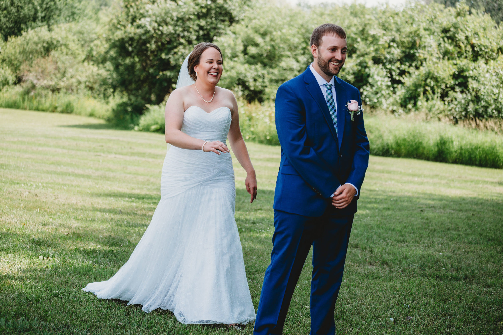 Couple first look at Starry Night Barn and Studios Wedding