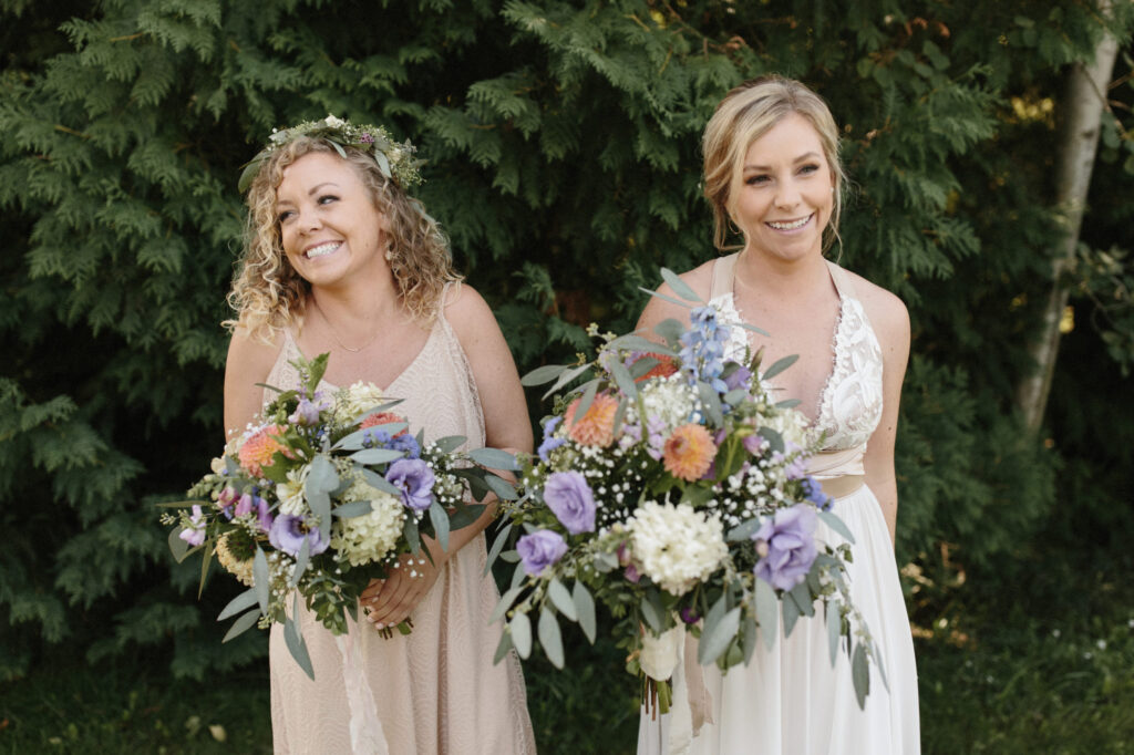 Bride and friend at Starry Night Barn and Studios Wedding