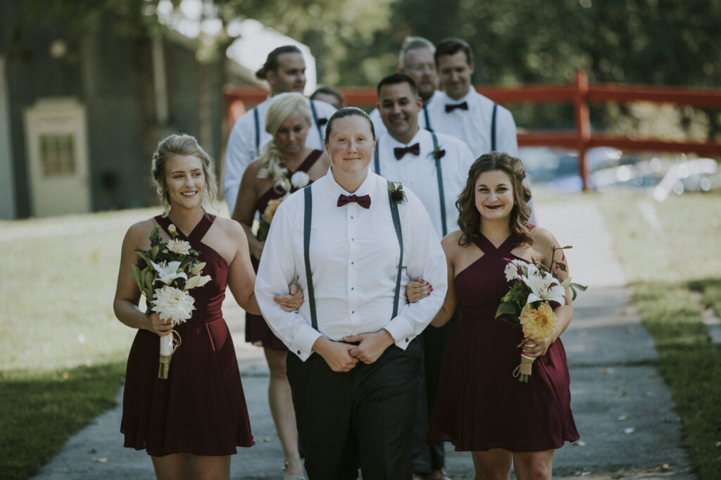 Bridal party at Starry Night Barn Wedding ceremony