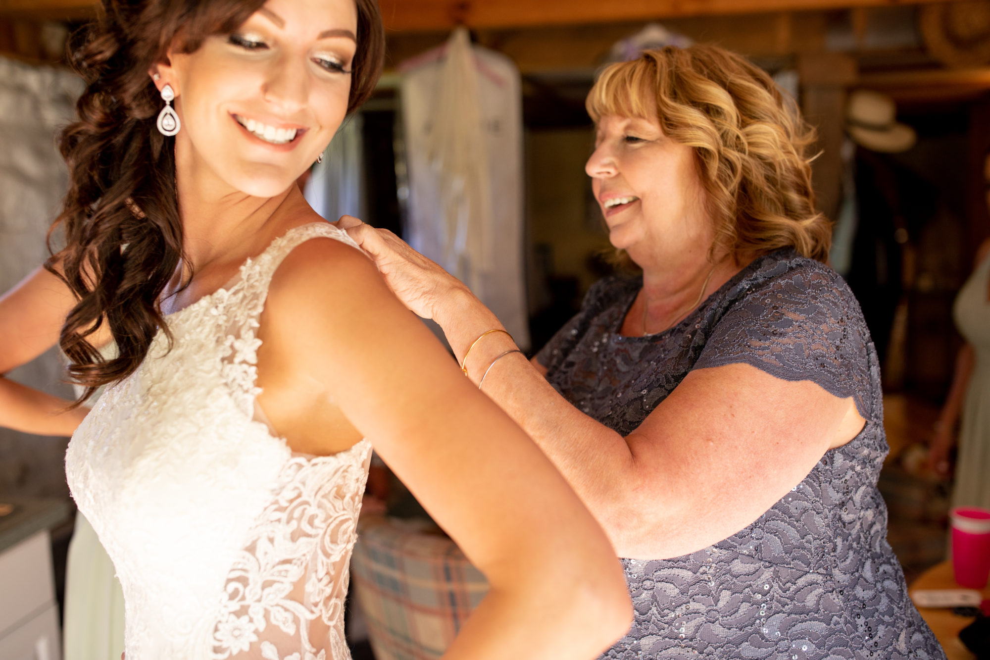 Bride and mother at Starry Night Barn and Studios Wedding