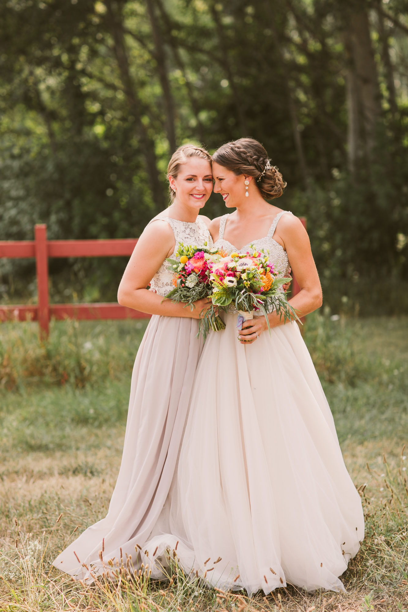 Bride and friend at Starry Night Barn and Studios Wedding
